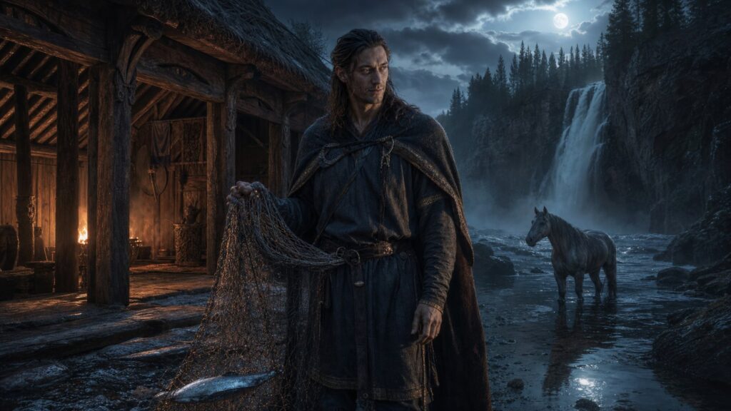 Loki represented as a shape-changing figure in Old Norse myth