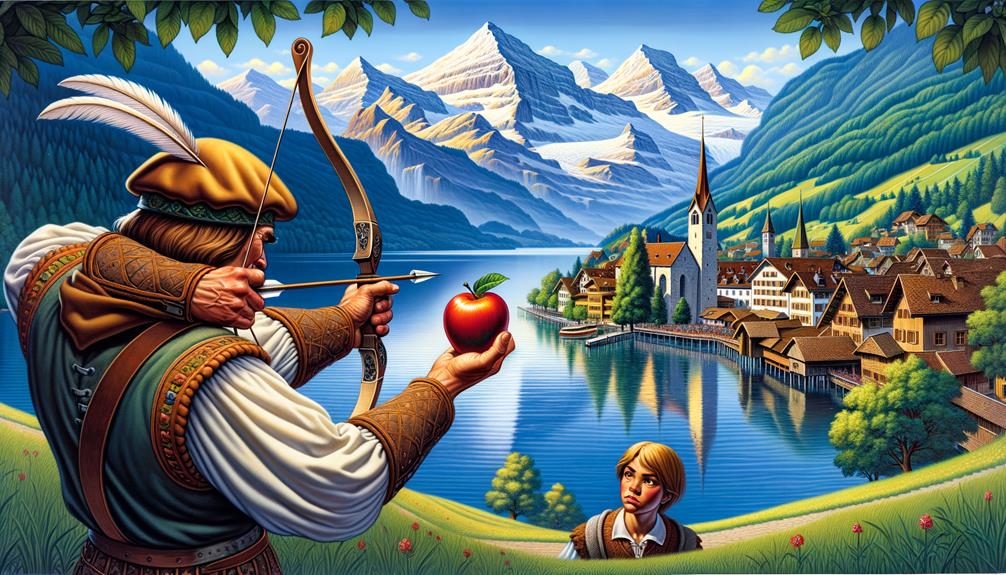 crossbow archer and apple