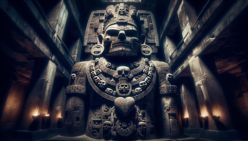aztec goddess and sculpture